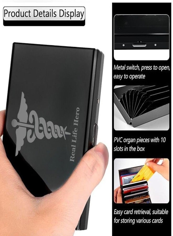encELade RFID Protected Stainless Steel Black Real Life Hero 10 Slot Credit/Debit/ATM Card Holder for Men & Women - Image 5